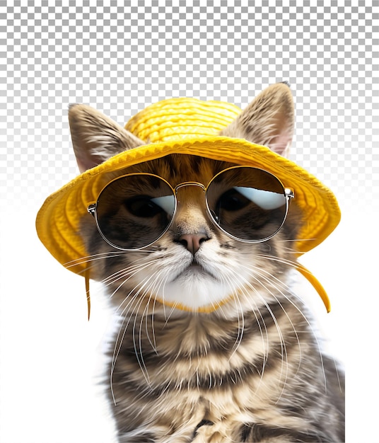 PSD sunglasses wearing cat isolated on clear