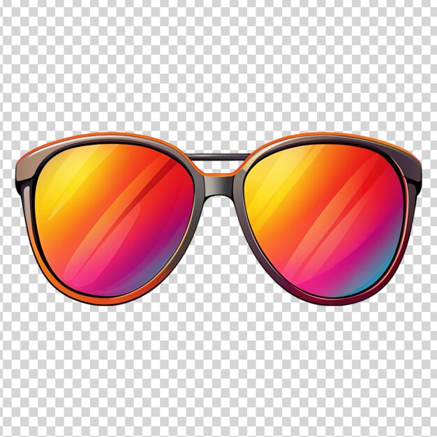 Sunglasses with yellow lenses and blue frames on transparent background