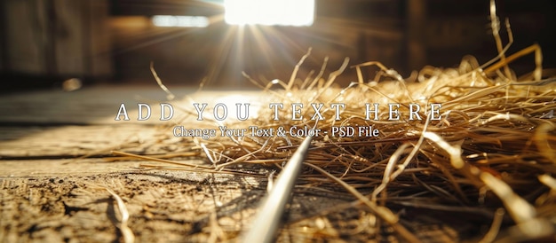 PSD sunlight shining through hay in barn