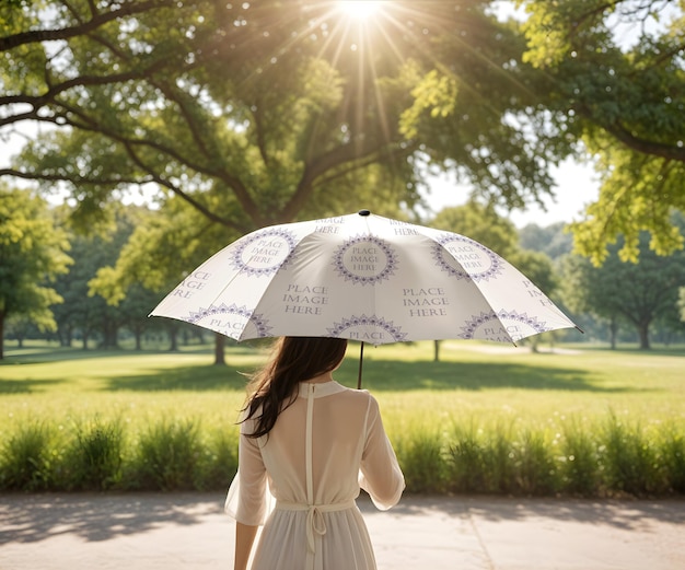 Sunny day umbrella mockup