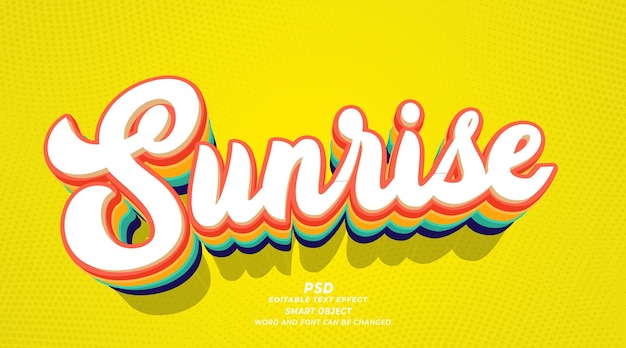 Sunrise 3d editable photoshop text effect style