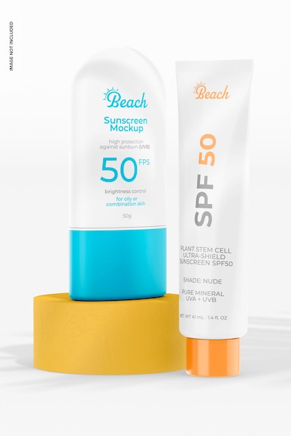 Sunscreen Bottles Duo Mockup Front View