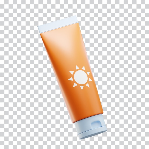 Sunscreen cream Sun skin protection Sunblock cream tube 3D illustration Icon