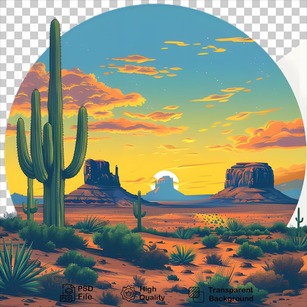 PSD sunset in the arizona desert with cactuses tshirt graphic