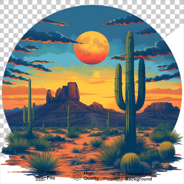 Sunset in the Arizona Desert with Cactuses TShirt Graphic