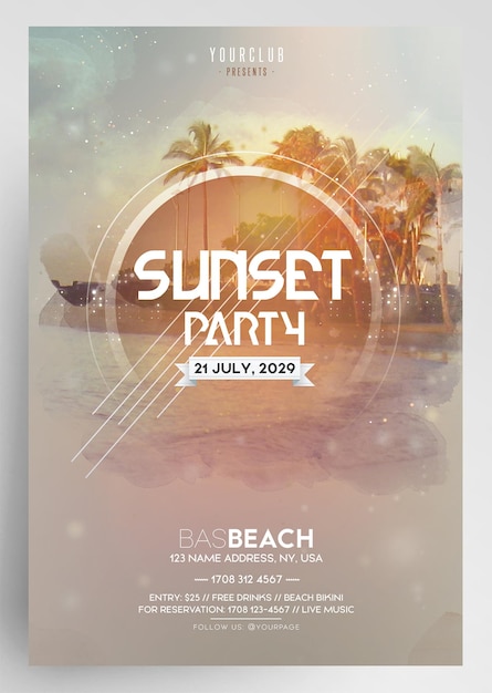 Sunset Club Party Event Flyer