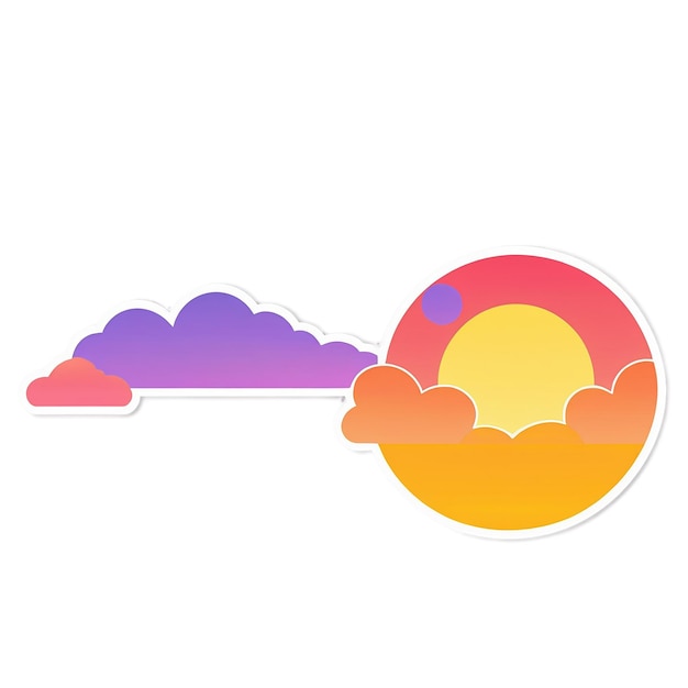 PSD sunset cute sticker isolated on transparent background