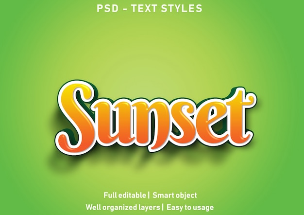 sunset text effects style editable psd