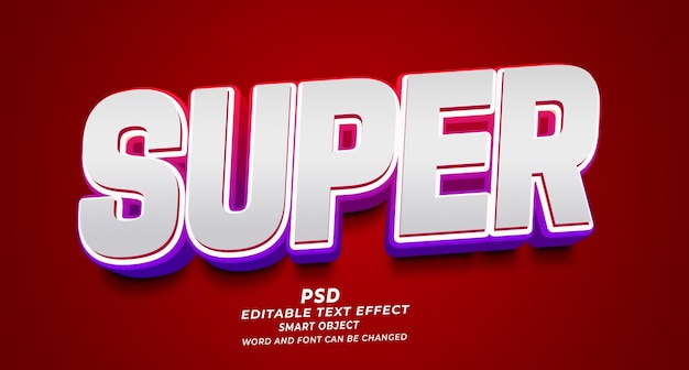 Super 3d editable photoshop text effect style with premium background