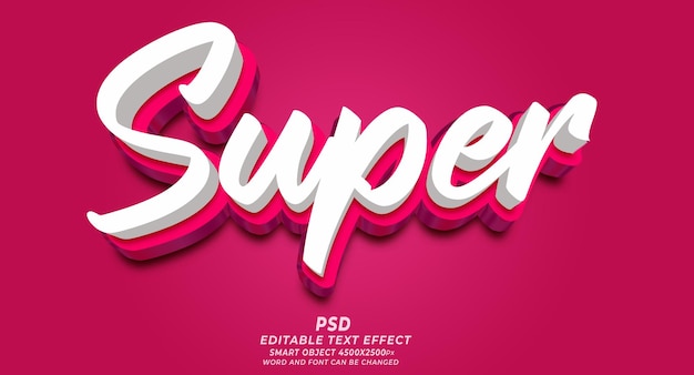 Super 3d editable photoshop text effect style