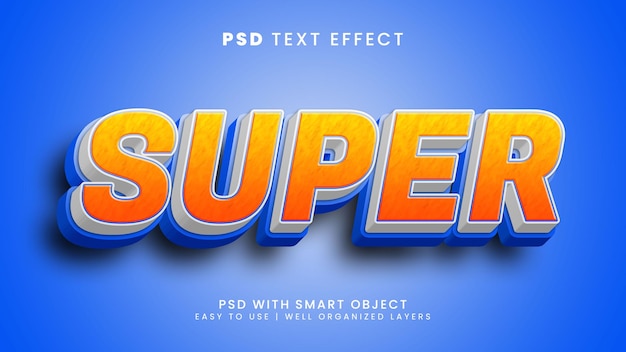 Super 3d editable text effect with hero and cartoon text style