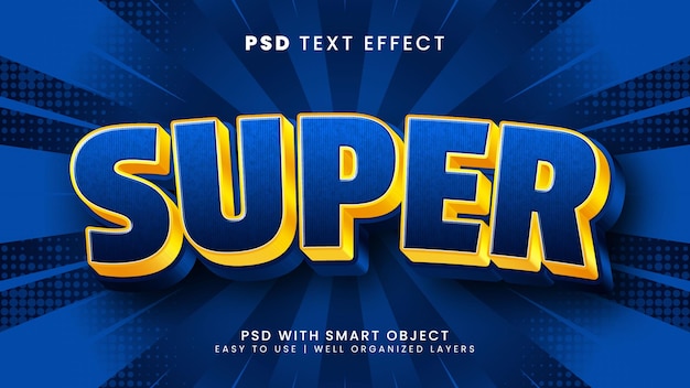 Super 3d editable text effect with kids and hero text style