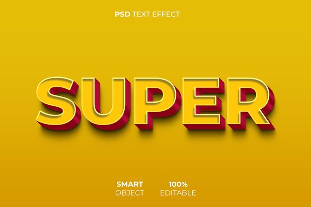 PSD super 3d text effect with a yellow background