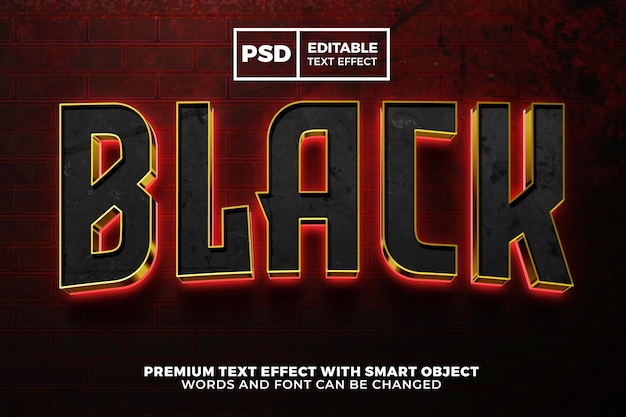 Super black hero luxury red glow 3d editable text effect