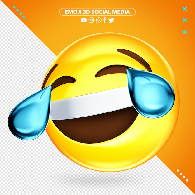 Super cheerful 3d emoji crying while laughing mockup