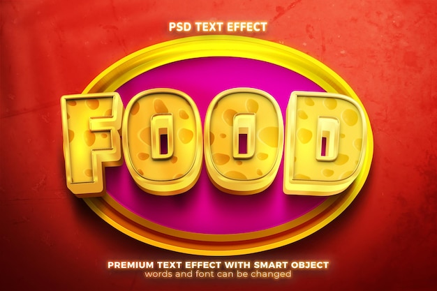 PSD super cheese food gold mock up template 3d editable text effect style