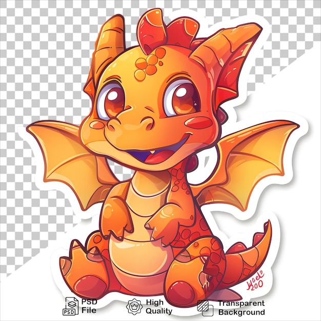 PSD super cute dragon sticker with bright colors