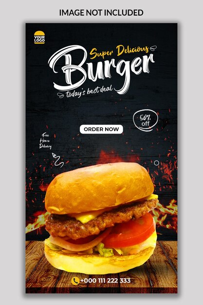 super delicious burger instragram story banner