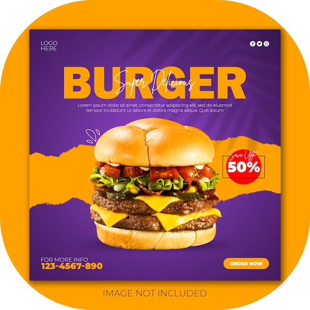 Super Delicious Burger and Restaurant Social Media Food Banner