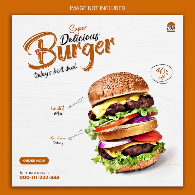 super delicious burger social media banner template