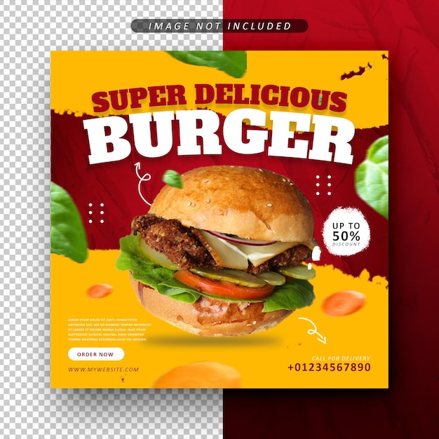 Super delicious burger social media promotion post feed banner template