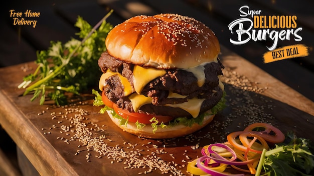 PSD super delicious buurger social media post template