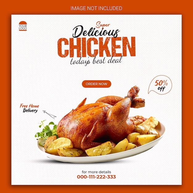 super delicious chicken social media post banner design