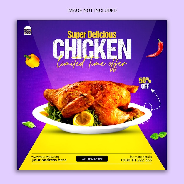 super delicious chicken social media post template.