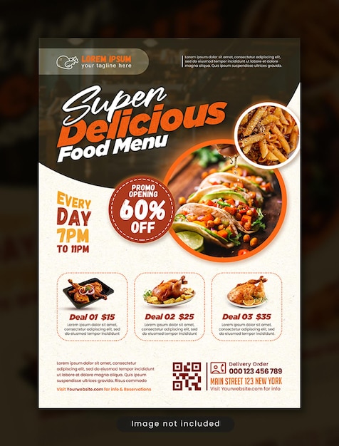 Super delicious food Menu flyer design Template