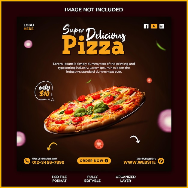 Super delicious pizza fast food promotion social media instagram post banner template design