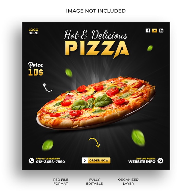 Super delicious pizza promotion social media facebook banner and instagram post template design