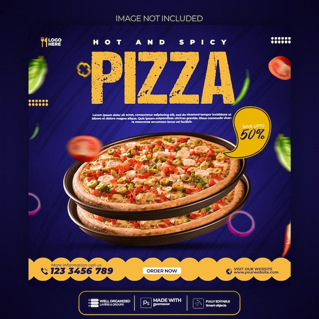 Super delicious pizza promotional post design