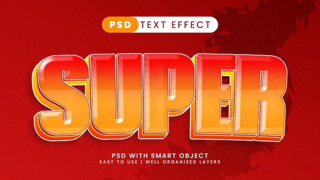 Super editable text effect with red and orange text style