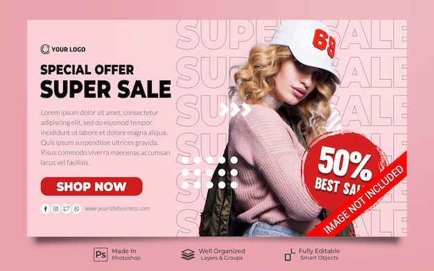 Super fashion sale new collection for promotion social media post website banner template