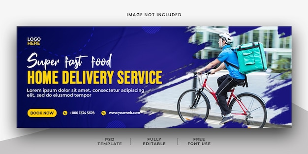 PSD super fast home delivery service facebook cover banner template