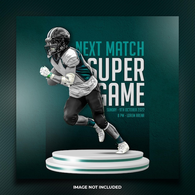 PSD super game american football flyer social media post template