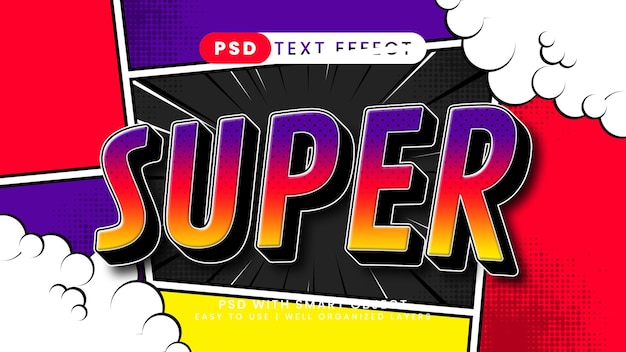 Super gradient colorful comic text effect with cartoon and kids text style