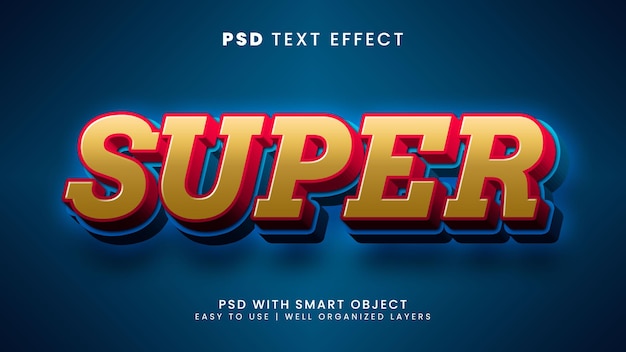 Super hero cartoon 3d editable text effect with power and justice text style