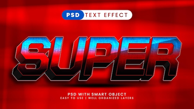 PSD super hero power 3d editable text effect style template