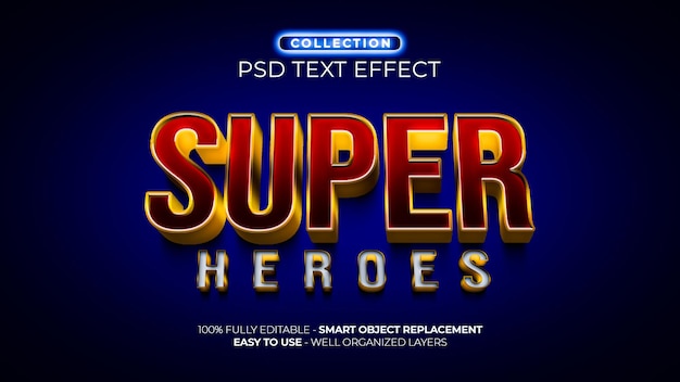 PSD super heroes 3d custom text effect