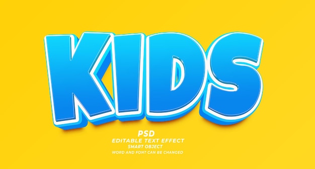 Super kids 3d editable text effect PSD photoshop template