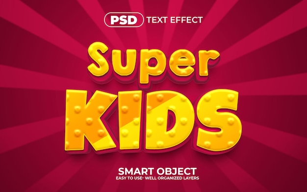 Super Kids 3D premium editable text effect style with background