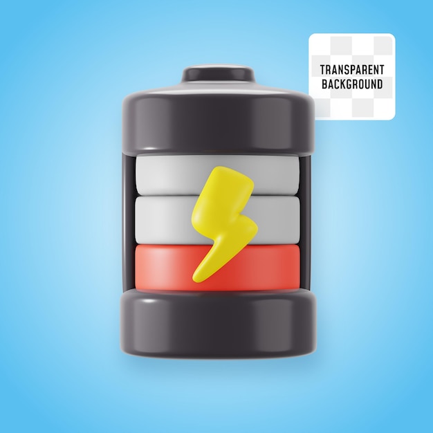 super low charge electric battery power supply with thunder bolt energy logo symbol 3d icon illustration render design