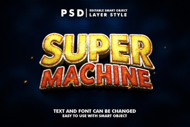 Super machine 3d realistic text effect premium psd