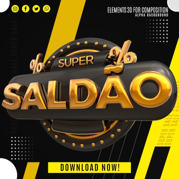 super saldao 3d logo brazil rendering