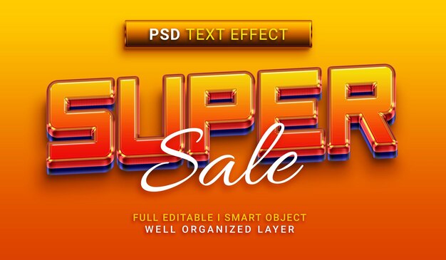 PSD super sale 3d style text effect