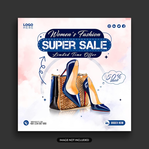 super sale fashion sale social media post banner template design