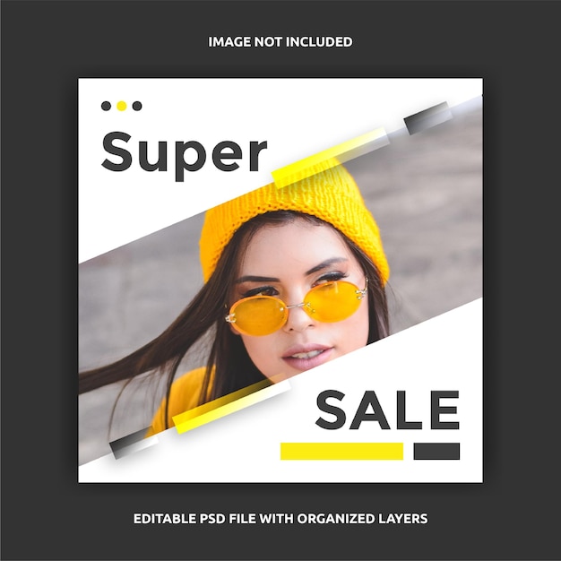 Super sale social media post design square template