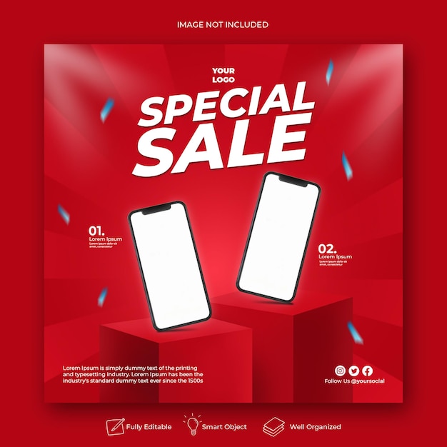 Super sale special offer promotion for instagram design template