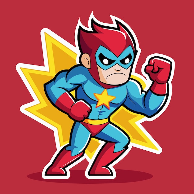 PSD super sticker showdown groovy cartoon heroes face off